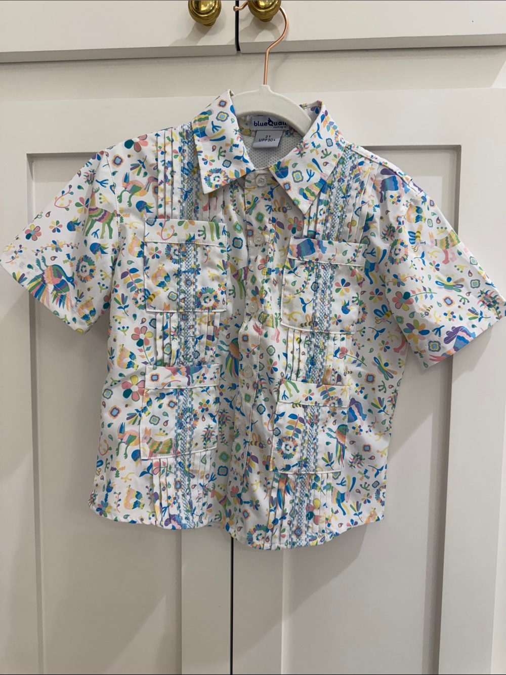 Blue Quail Guayabera Spring Otomi Short Sleeve Shirt 2T